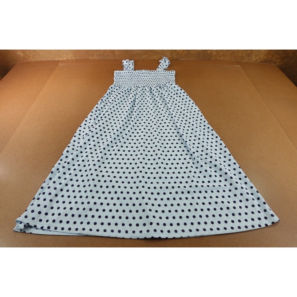 Pieces Womens Size Large Blue Polka Dot Smocked Sleeveless Maxi Dress NWT